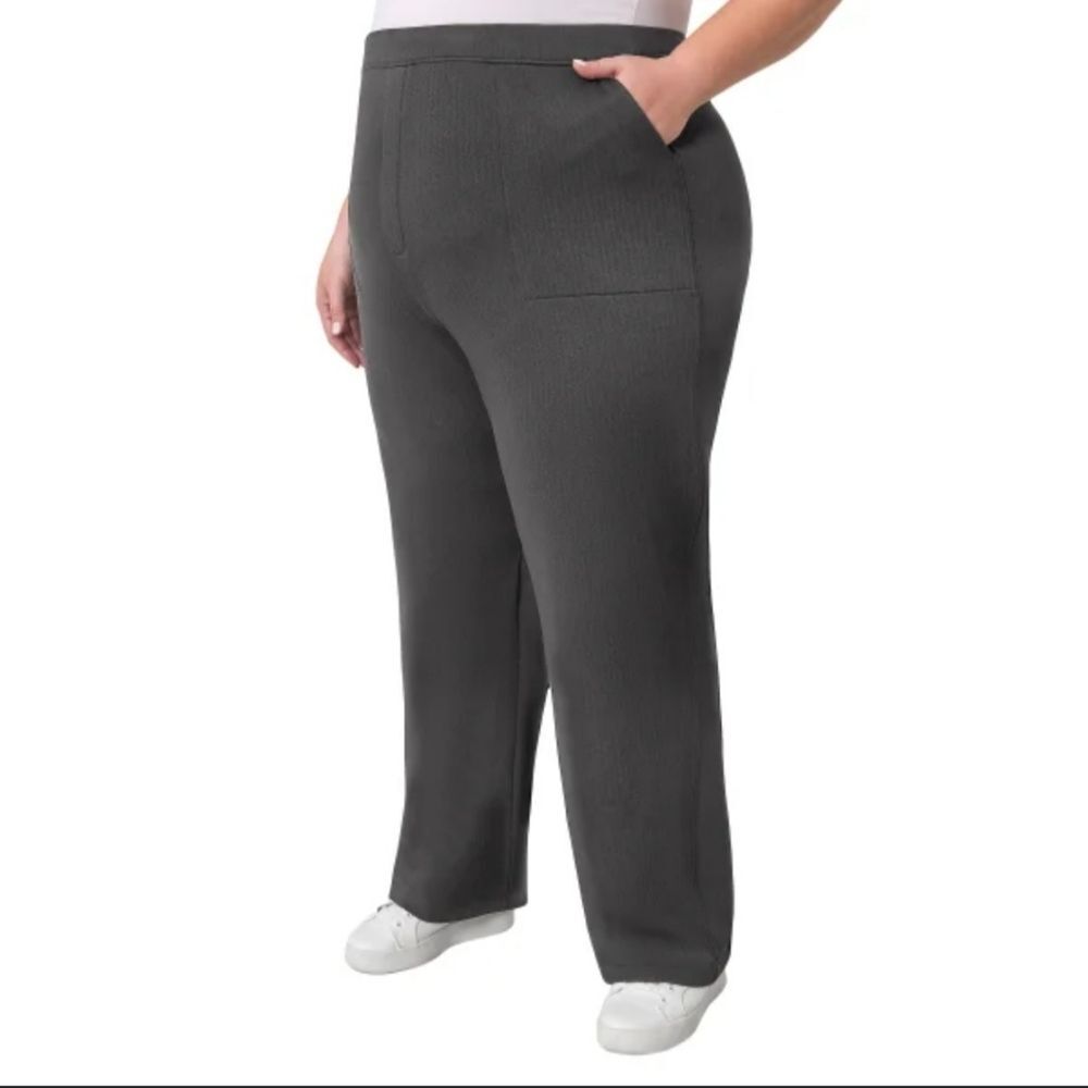 NWT Mondetta Gray Straight Leg Pants with Elastic Waistband Size XL Side Pockets - Picture 8 of 11